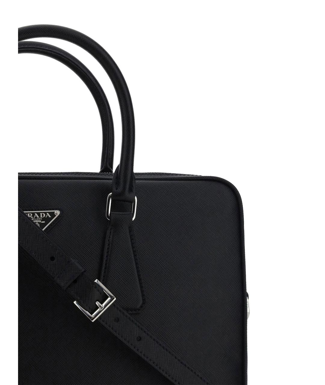 PRADA Черный кожаный портфель, фото 3