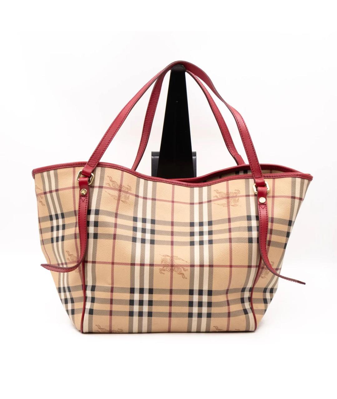 BURBERRY Красная кожаная сумка тоут, фото 3