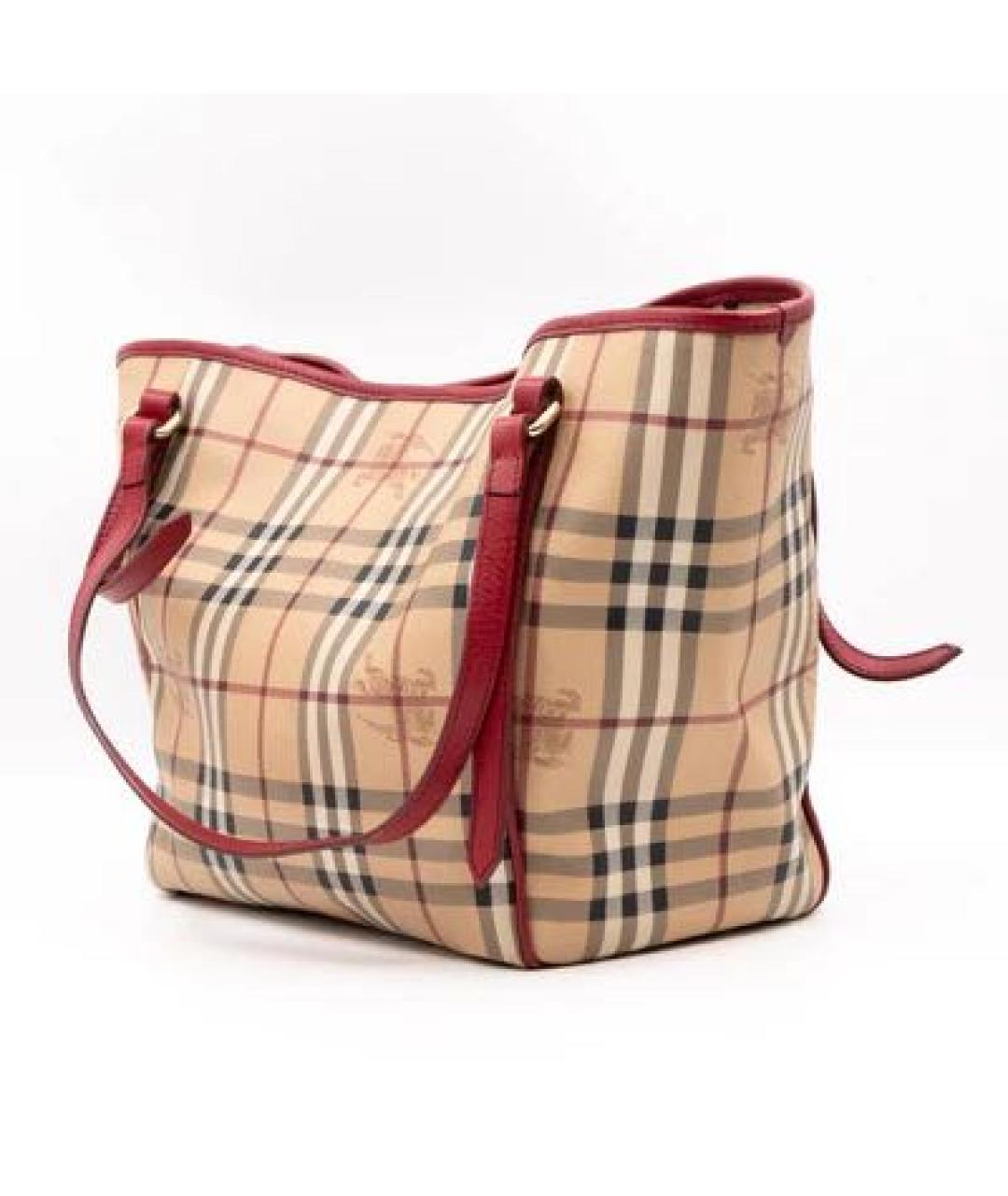 BURBERRY Красная кожаная сумка тоут, фото 2