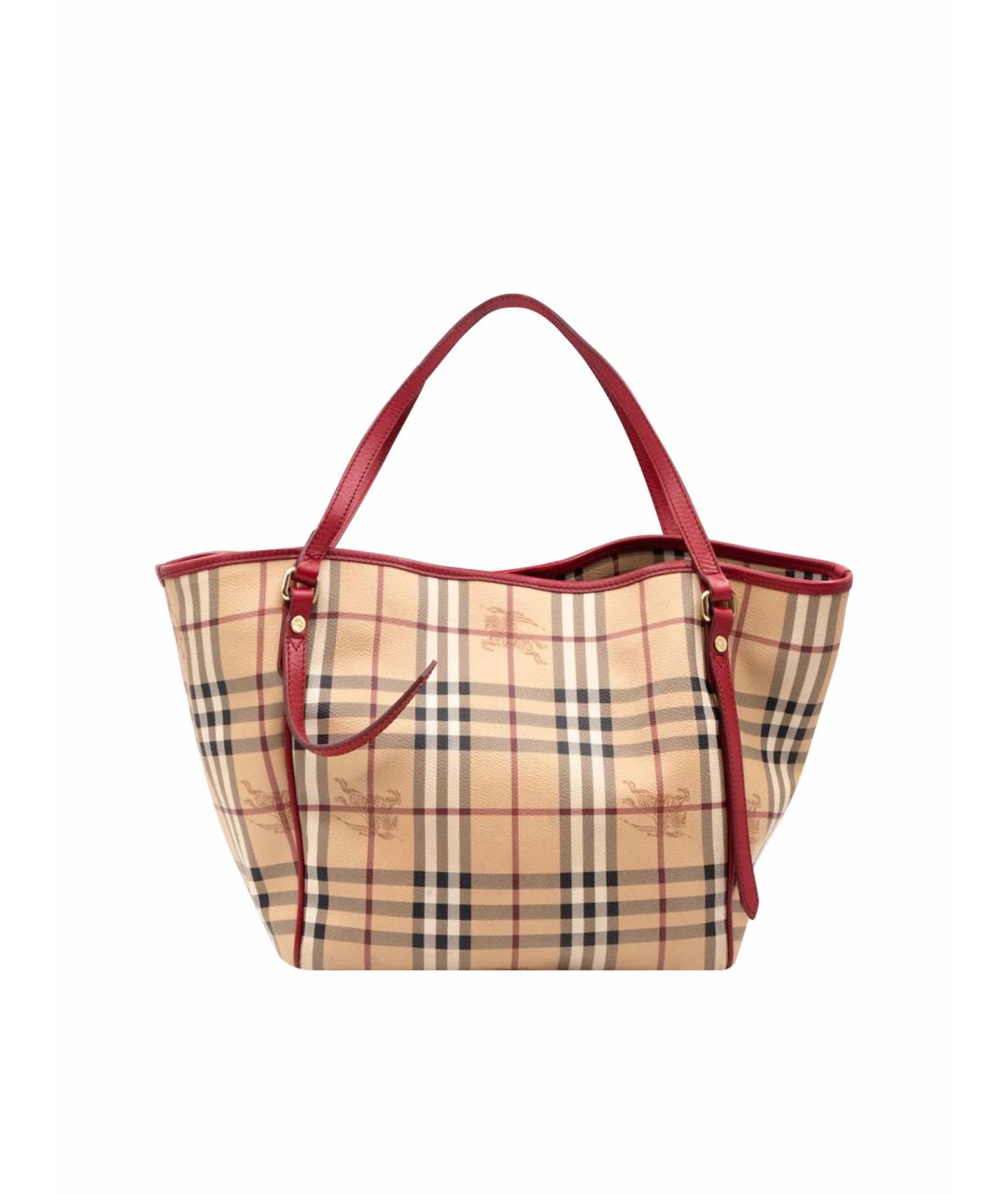 BURBERRY Красная кожаная сумка тоут, фото 1