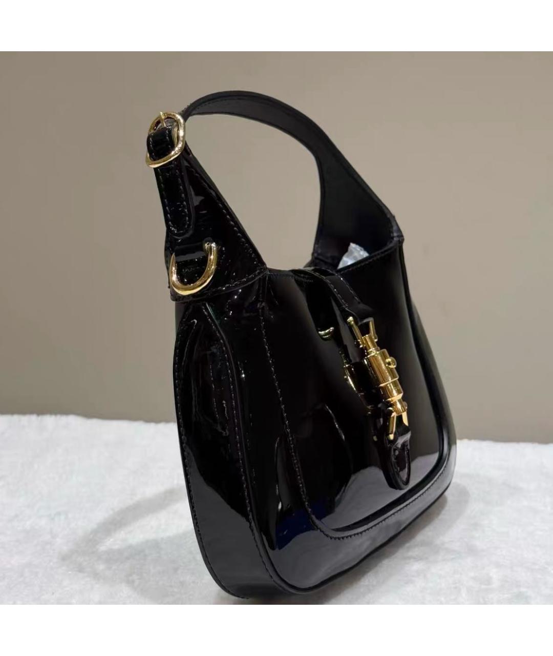 GUCCI Черная сумка с короткими ручками из лакированной кожи, фото 4
