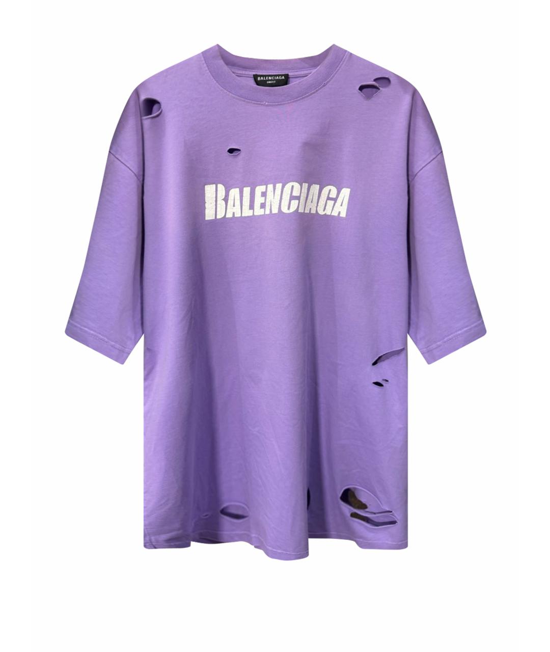 BALENCIAGA Фиолетовая хлопковая футболка, фото 1