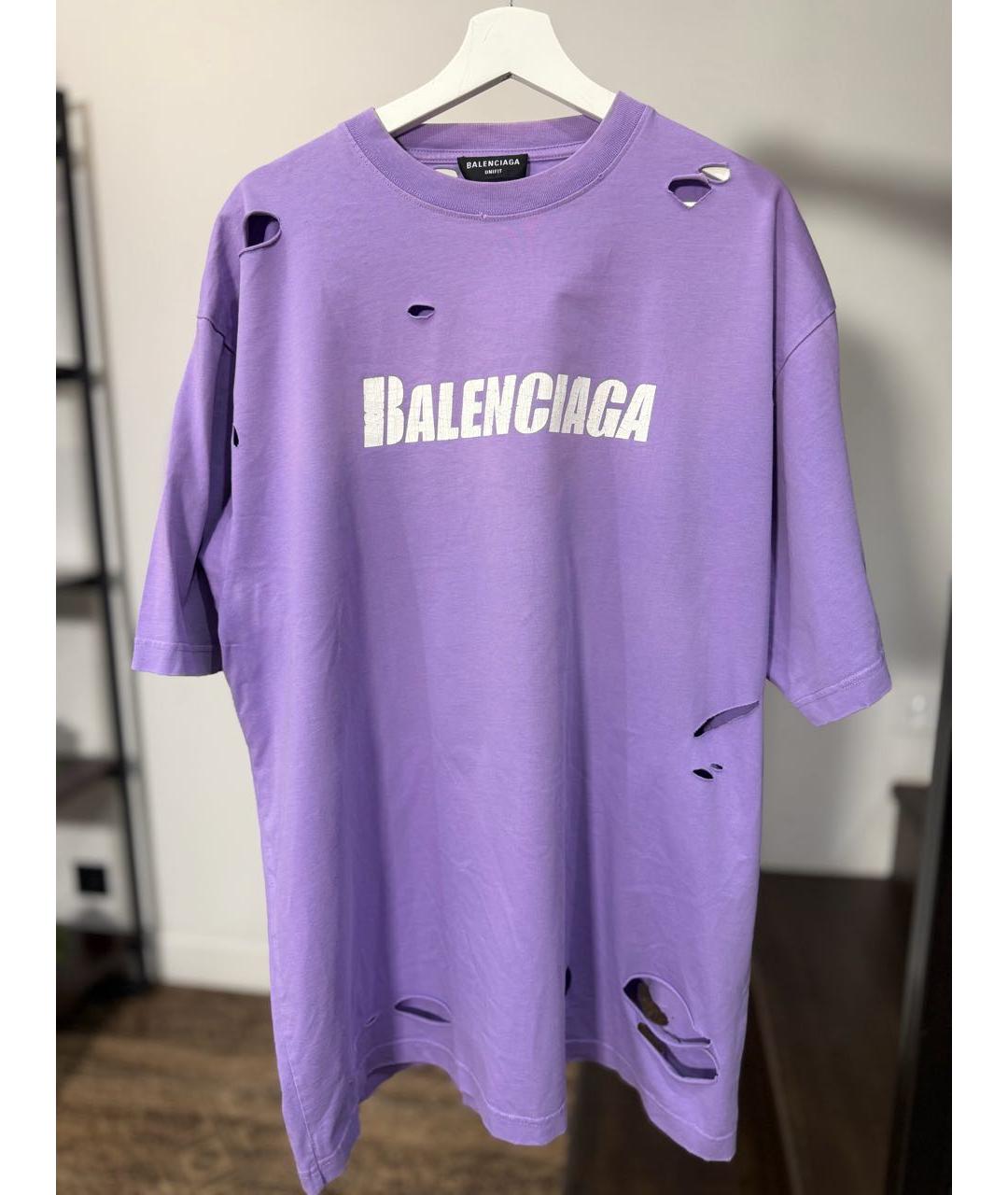 BALENCIAGA Фиолетовая хлопковая футболка, фото 3