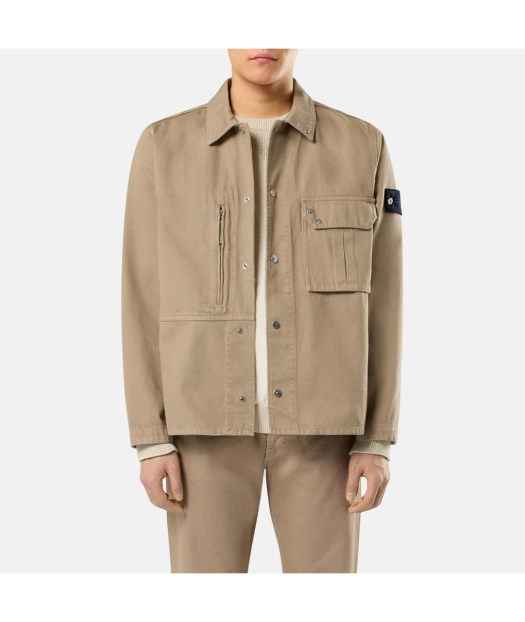 STONE ISLAND Бежевая хлопковая куртка, фото 9