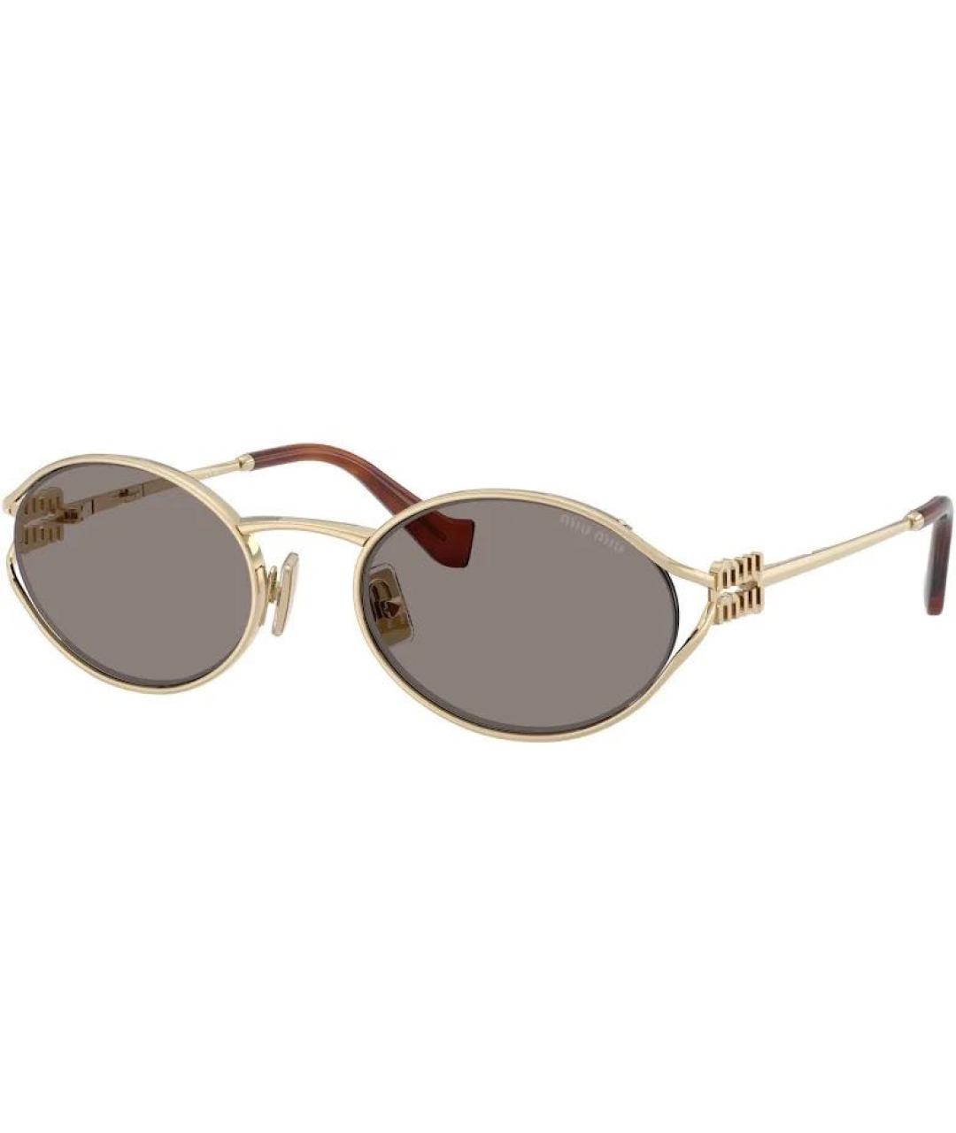 MIU MIU Золотые металлические солнцезащитные очки, фото 7