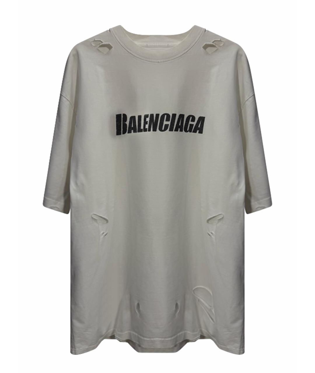 BALENCIAGA Белая хлопковая футболка, фото 1