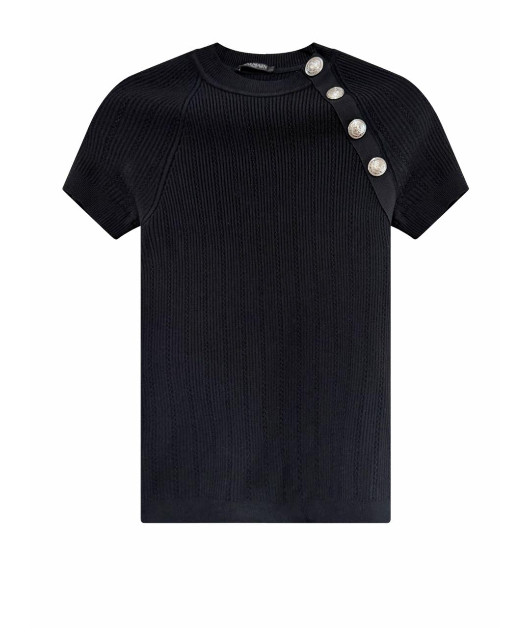 BALMAIN Черная вискозная футболка, фото 1