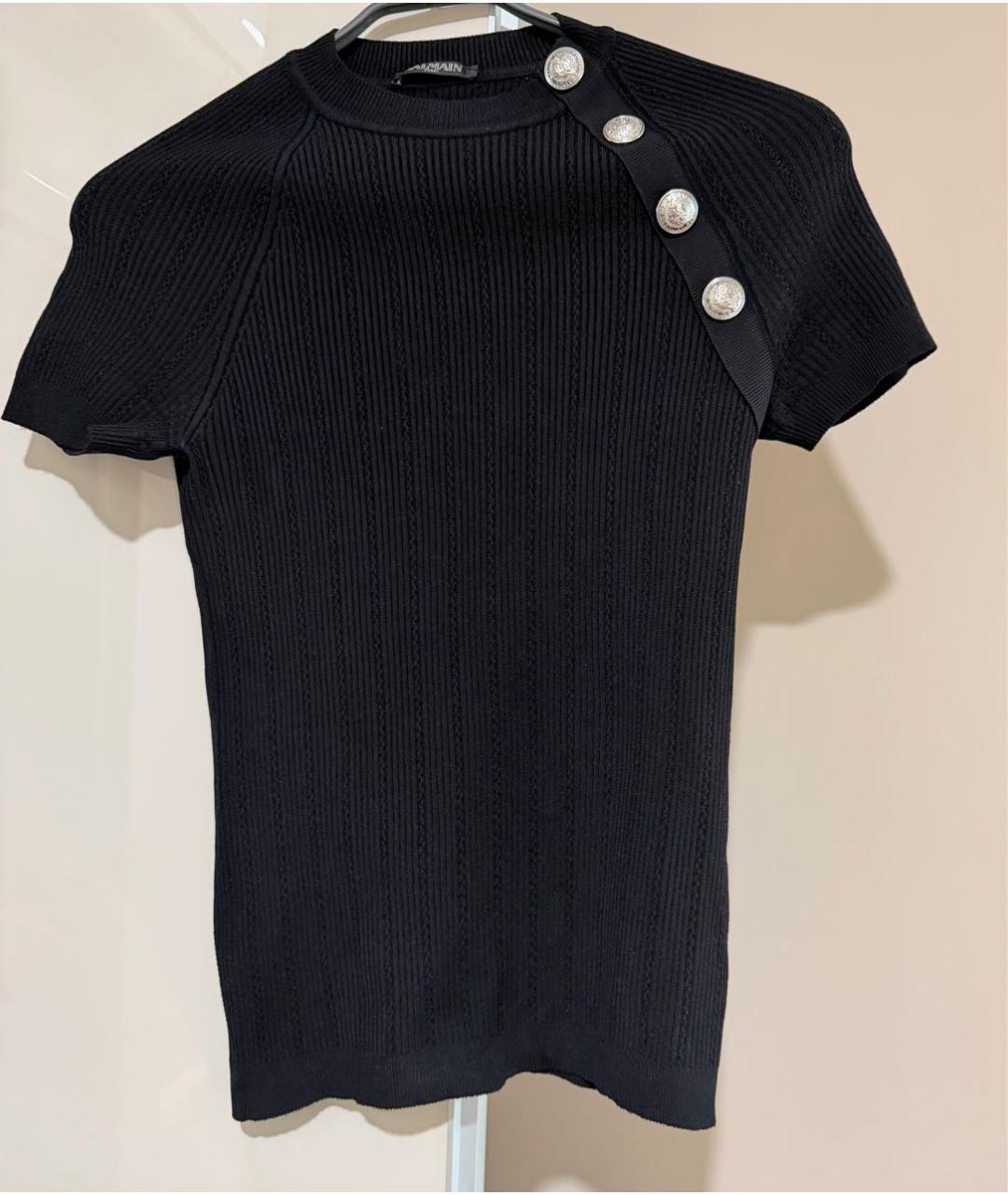 BALMAIN Черная вискозная футболка, фото 7