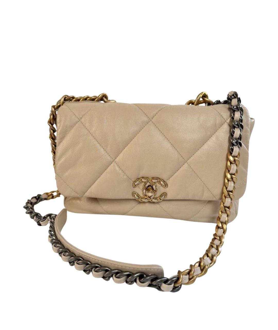 CHANEL Бежевая кожаная сумка через плечо, фото 1