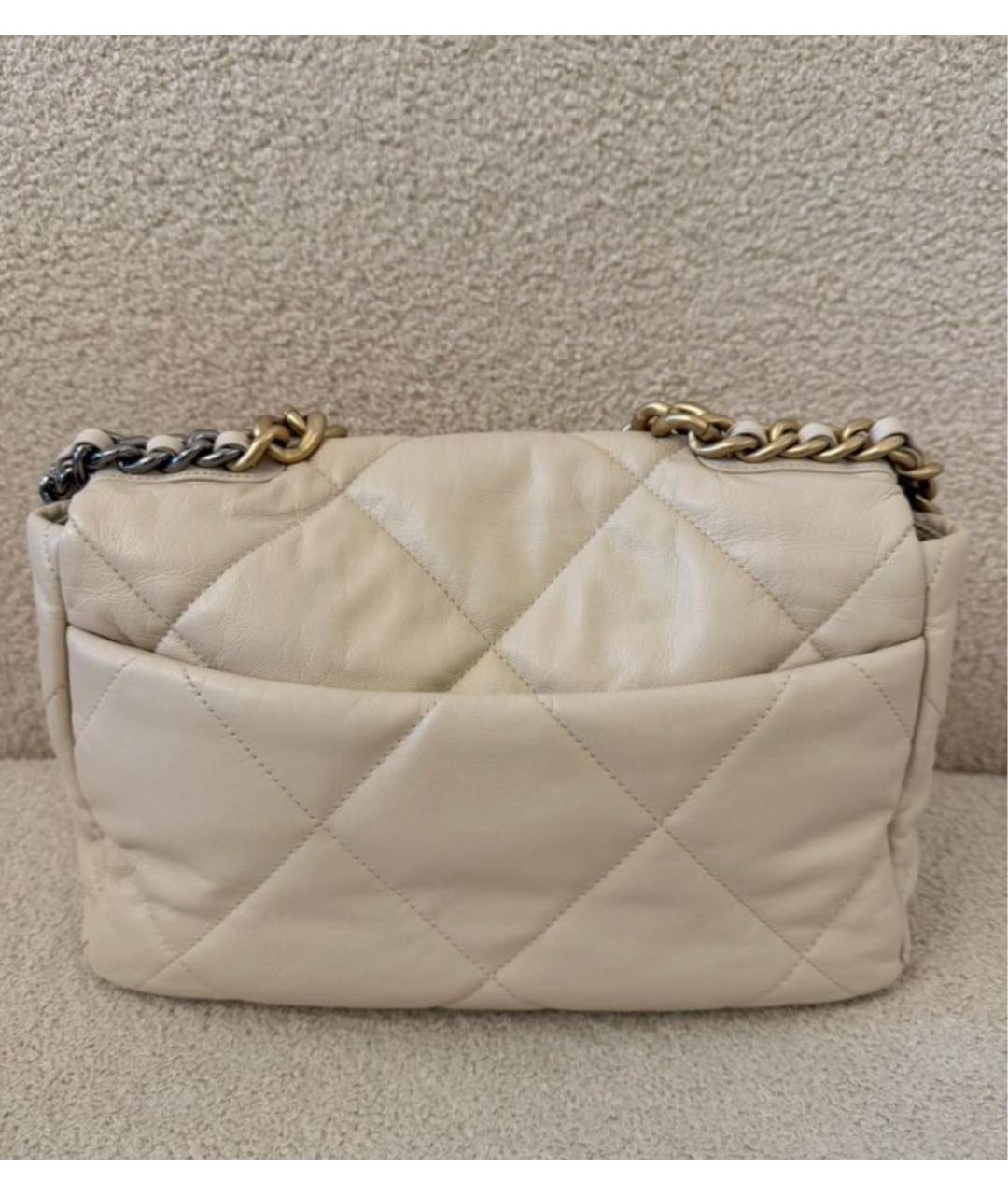 CHANEL Бежевая кожаная сумка через плечо, фото 3