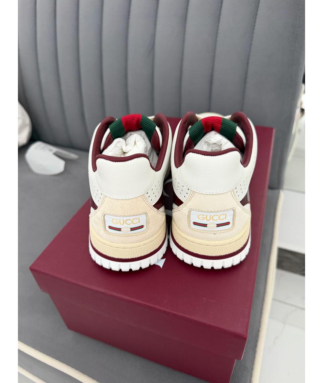GUCCI Белые кожаные кроссовки, фото 4