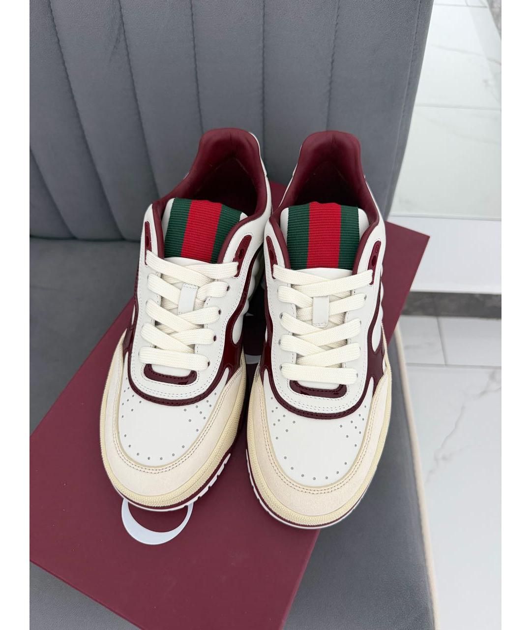GUCCI Белые кожаные кроссовки, фото 2