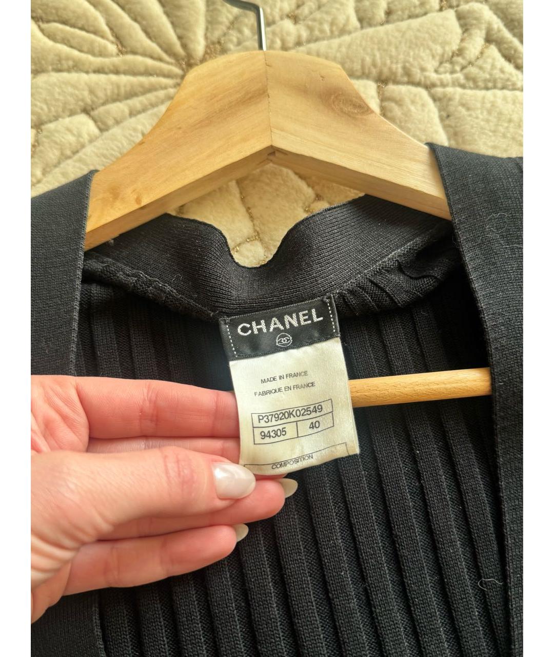 CHANEL Черный хлопковый кардиган, фото 3