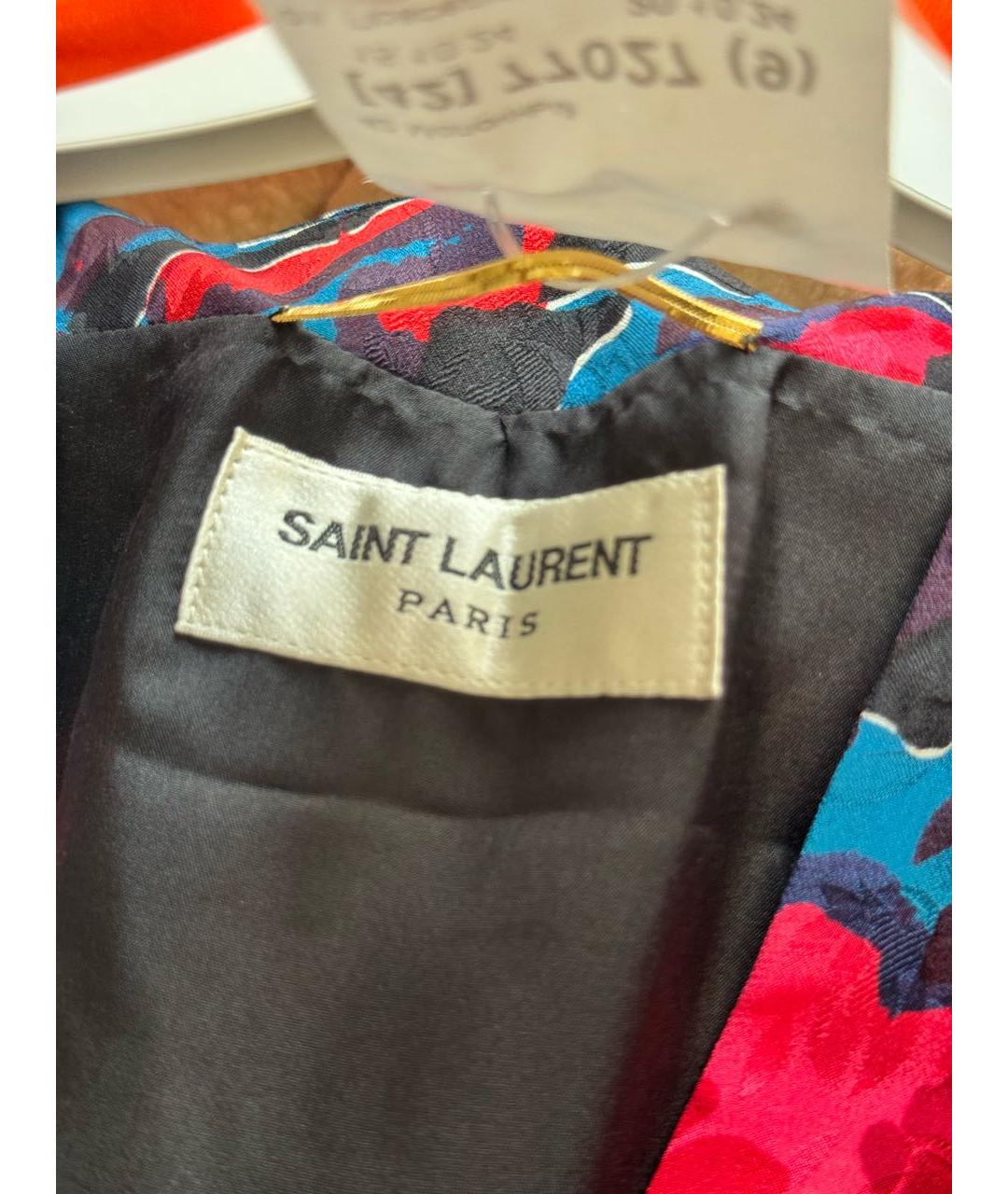 SAINT LAURENT Мульти шелковое коктейльное платье, фото 3