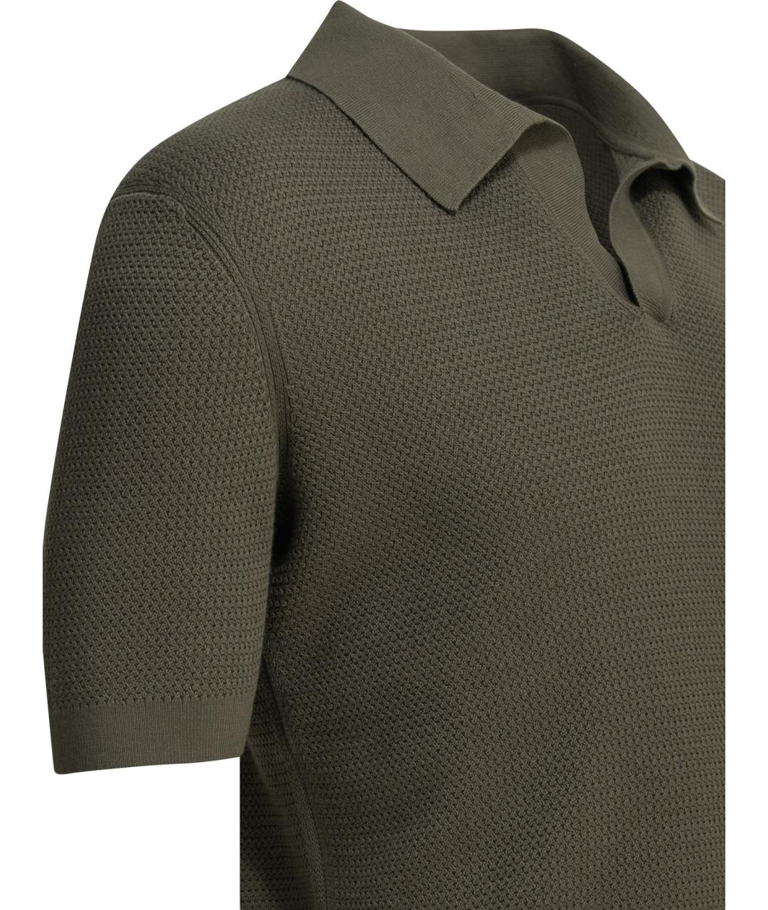 ZEGNA Зеленое хлопковое поло с коротким рукавом, фото 4