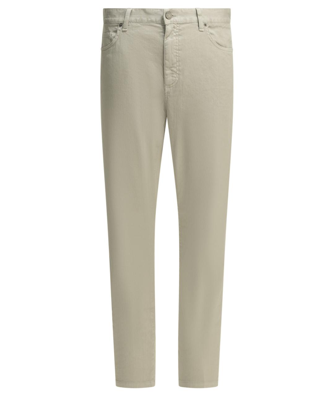 ZEGNA Серые хлопко-льняные прямые джинсы, фото 1