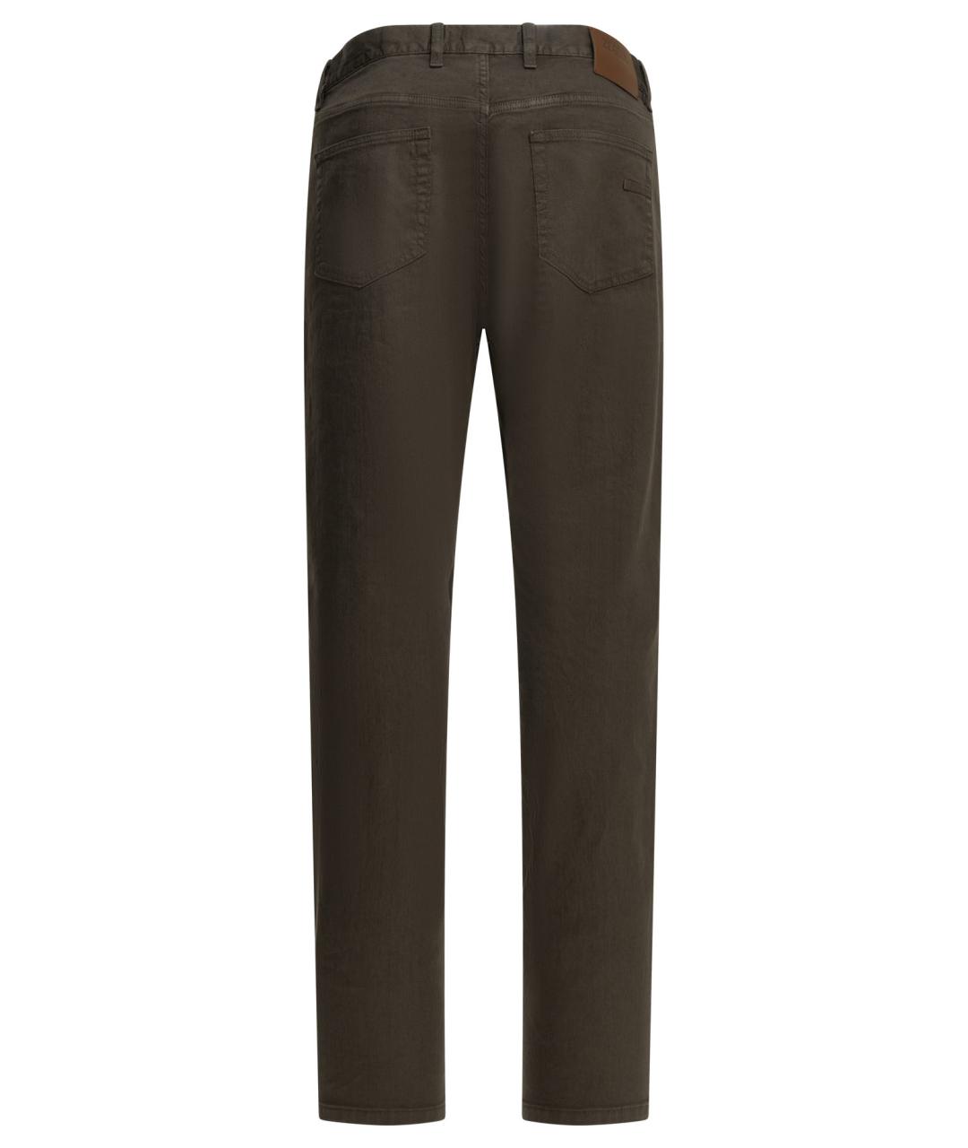 ZEGNA Коричневые хлопко-льняные прямые джинсы, фото 2