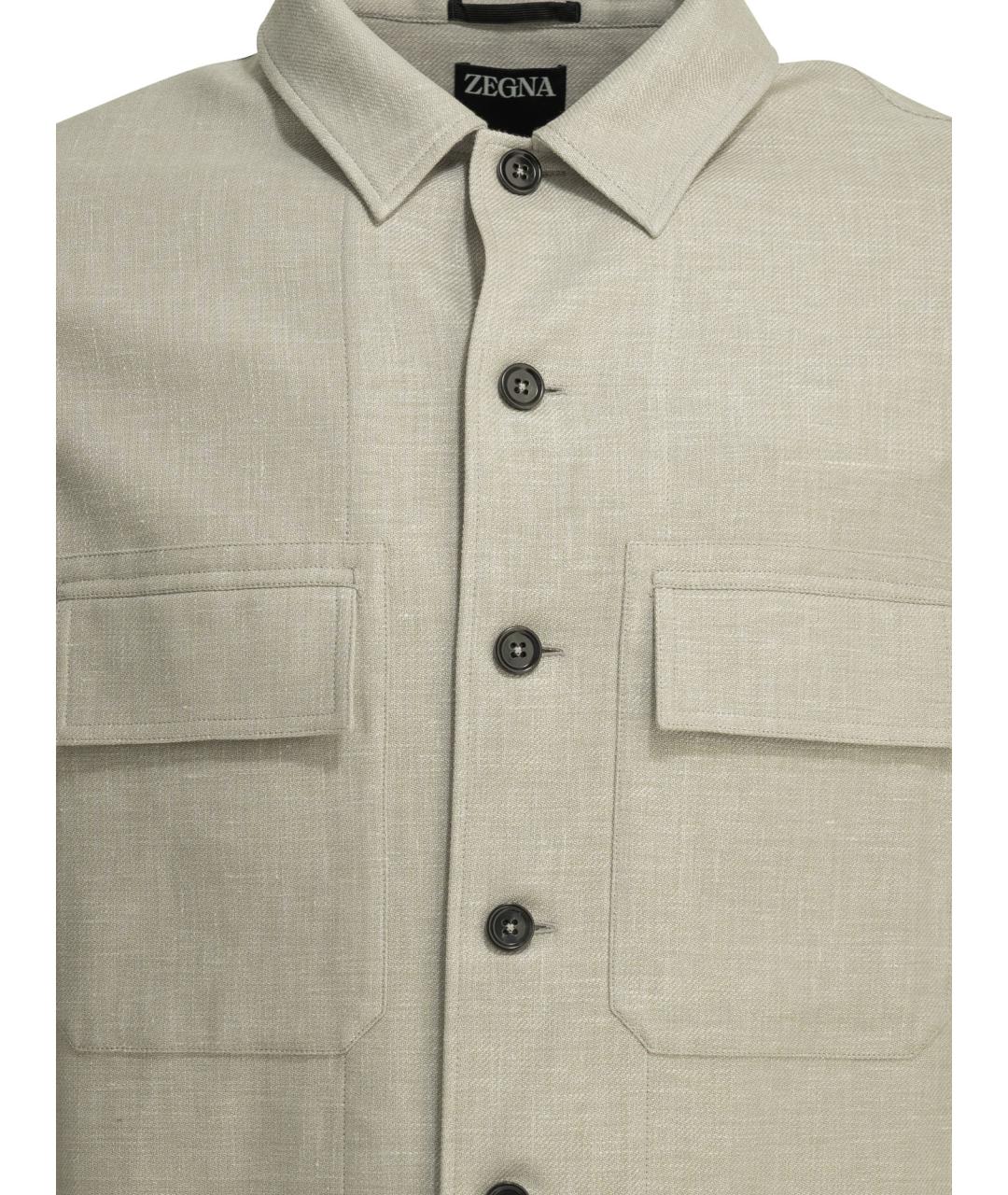 ZEGNA Бежевая льняная куртка, фото 3