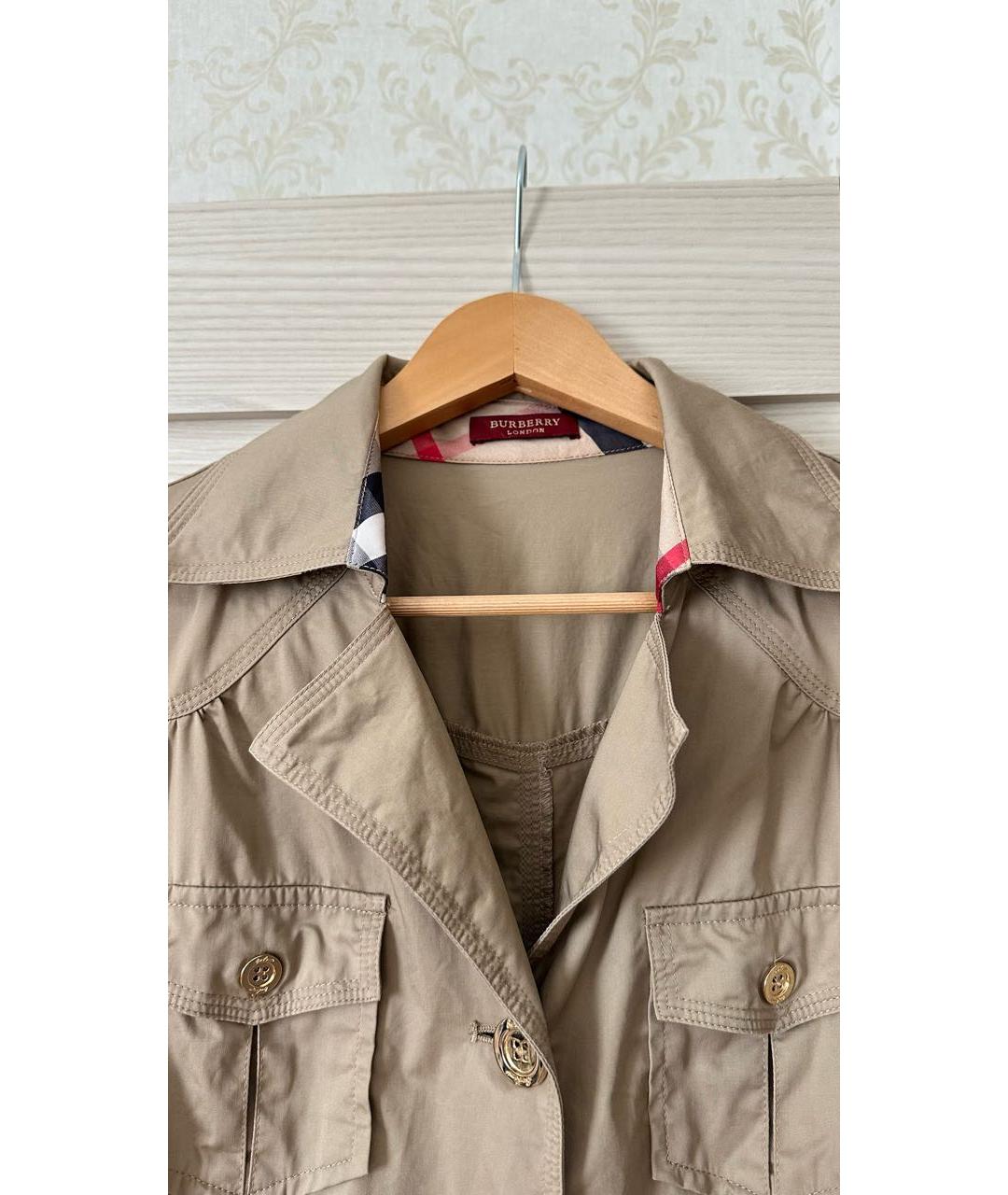 BURBERRY Бежевое хлопковое повседневное платье, фото 6