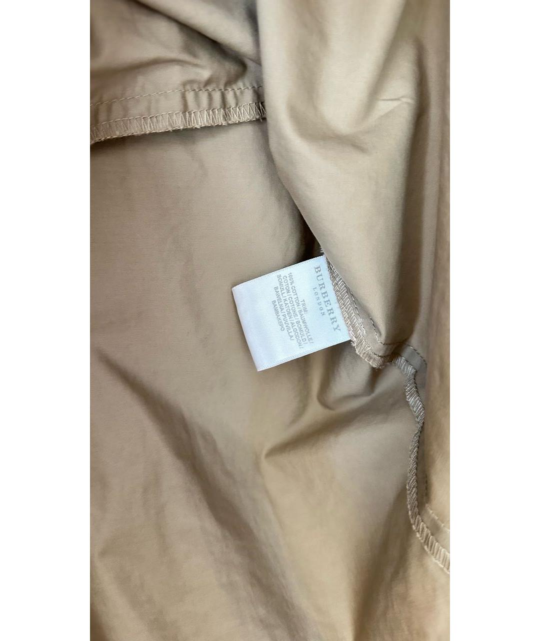 BURBERRY Бежевое хлопковое повседневное платье, фото 5