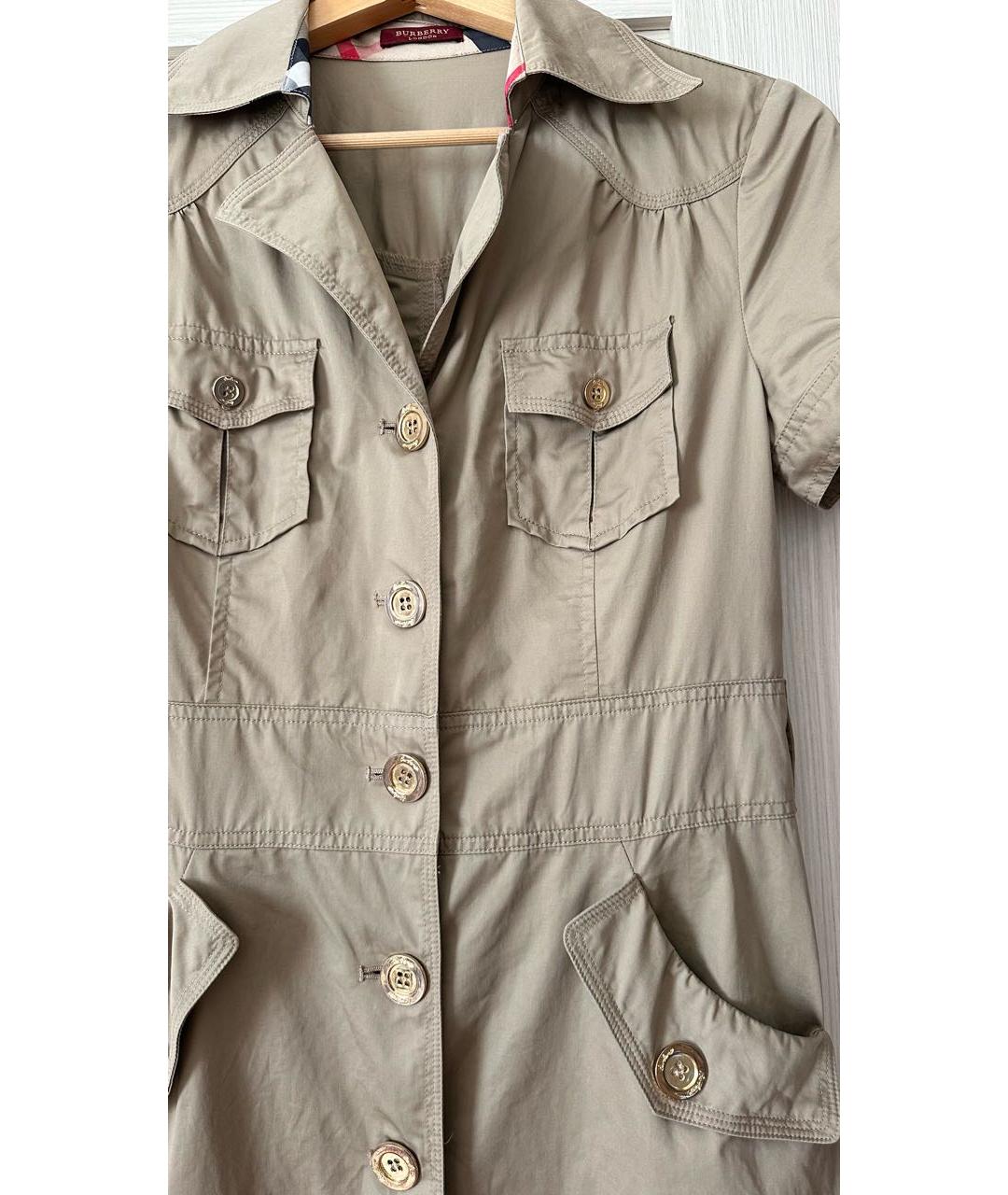 BURBERRY Бежевое хлопковое повседневное платье, фото 3