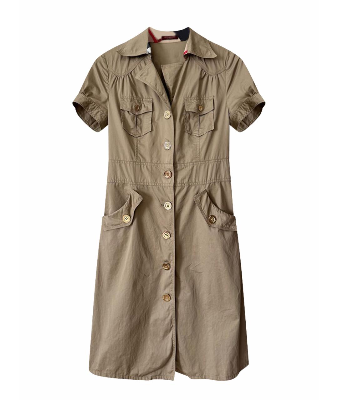 BURBERRY Бежевое хлопковое повседневное платье, фото 1