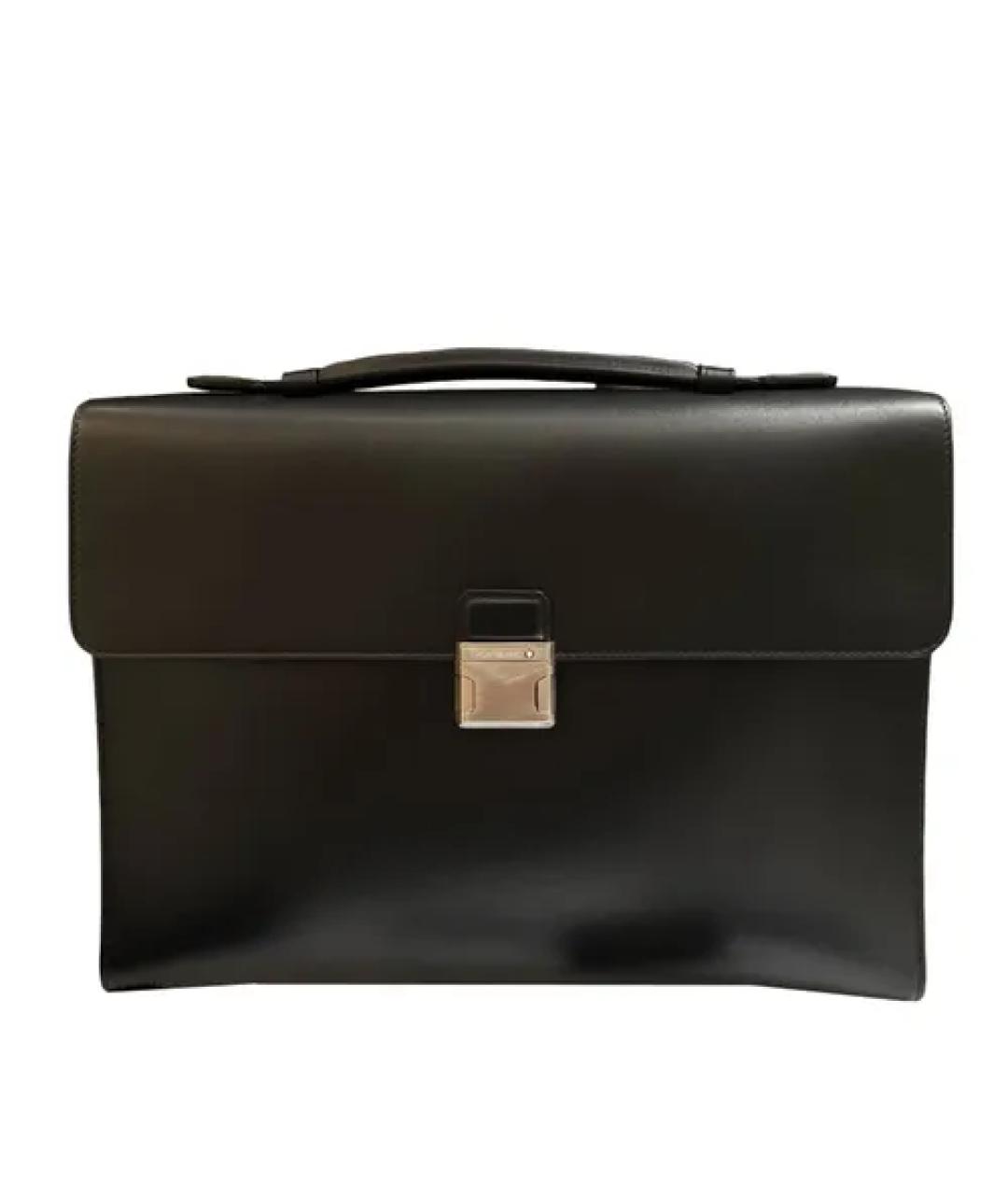 MONTBLANC Черный кожаный портфель, фото 8