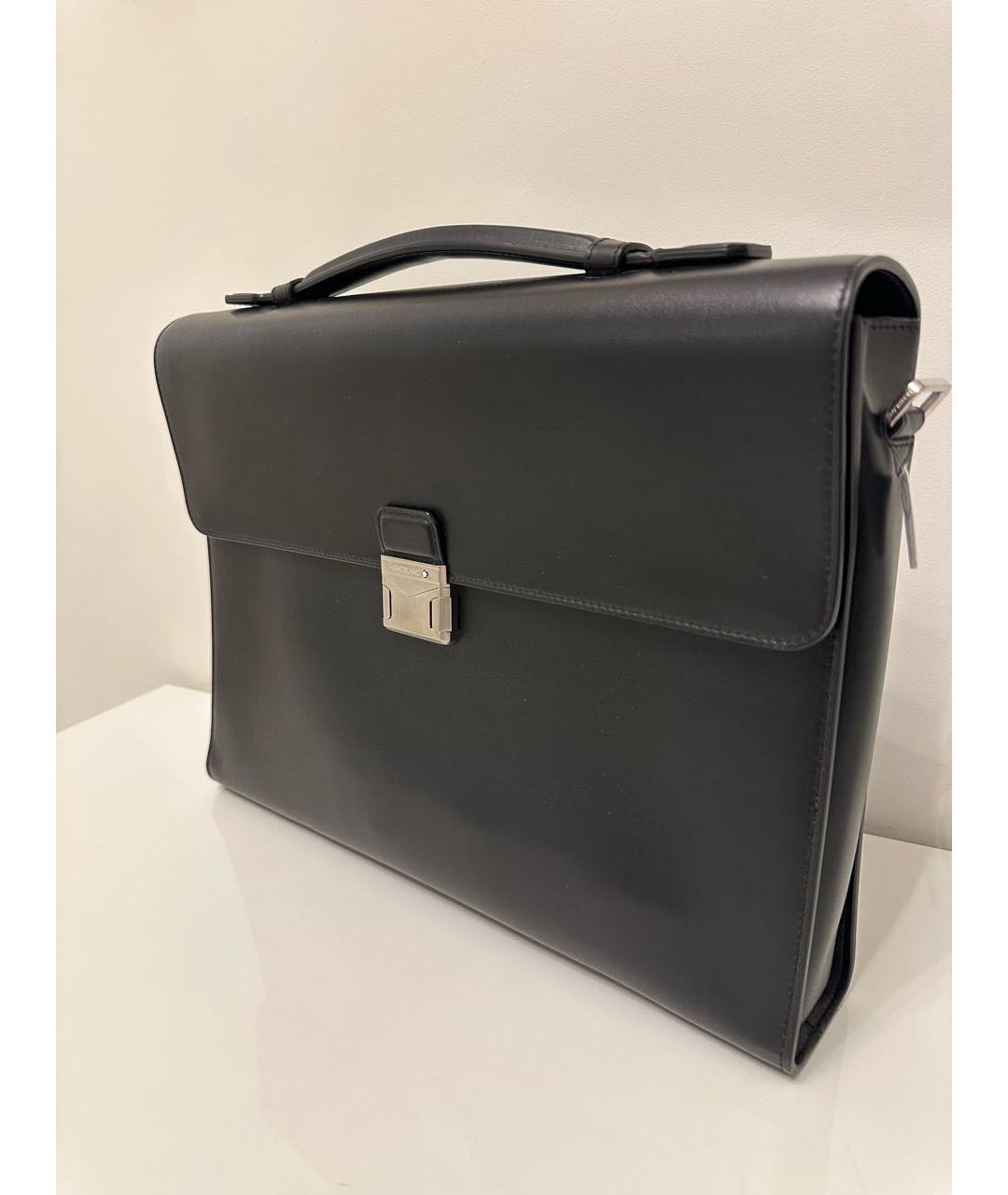 MONTBLANC Черный кожаный портфель, фото 6