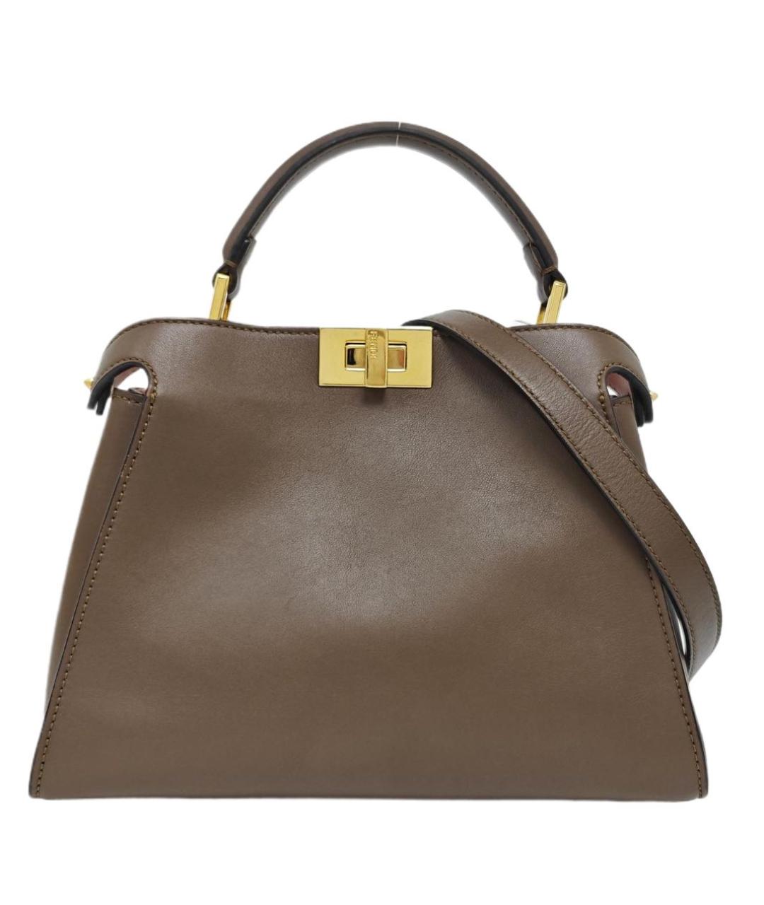 FENDI Бежевая кожаная сумка через плечо, фото 6