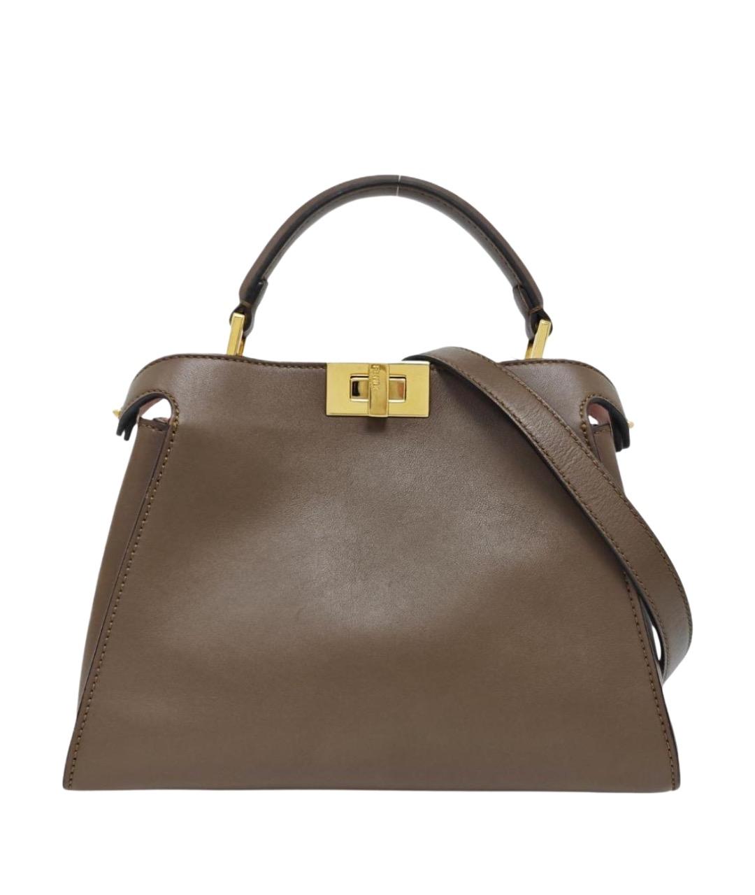 FENDI Бежевая кожаная сумка через плечо, фото 1