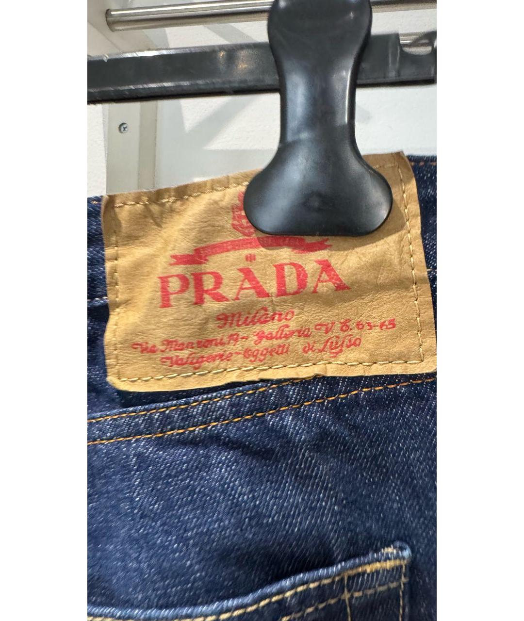 PRADA Темно-синие хлопковые прямые джинсы, фото 3