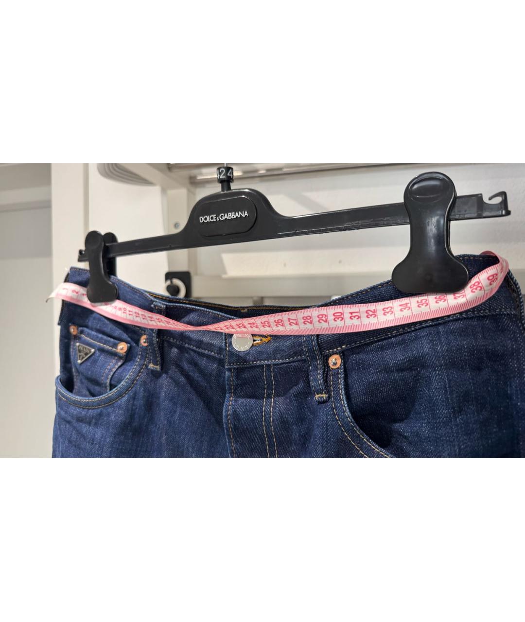 PRADA Темно-синие хлопковые прямые джинсы, фото 6