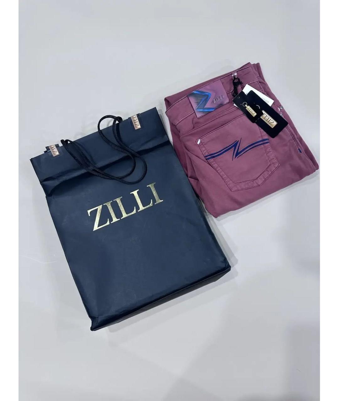 ZILLI Бордовые хлопковые прямые джинсы, фото 6