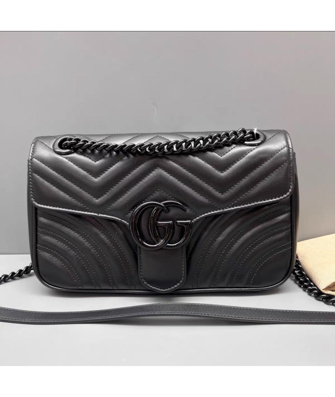 GUCCI Черная кожаная сумка через плечо, фото 6