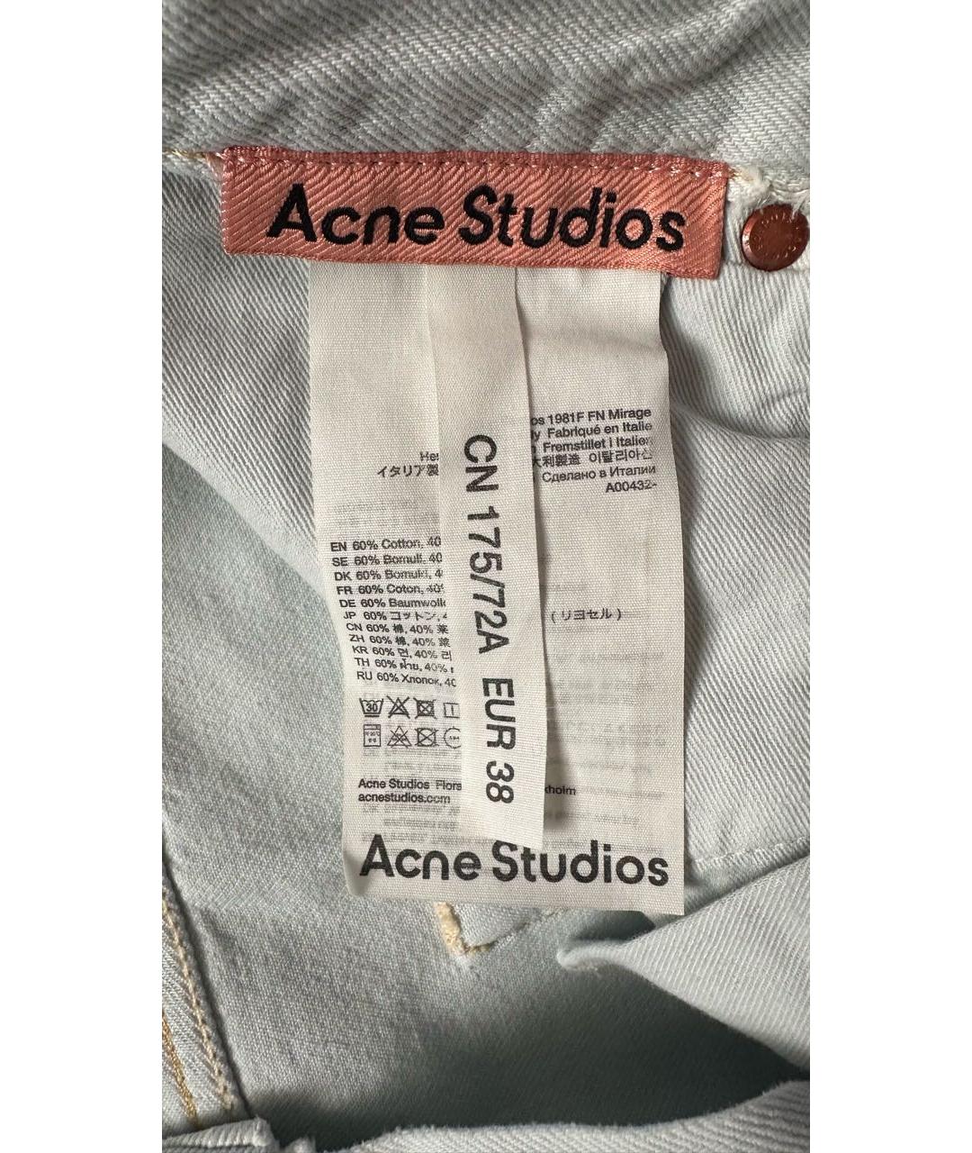 ACNE STUDIOS Голубые хлопковые прямые джинсы, фото 4