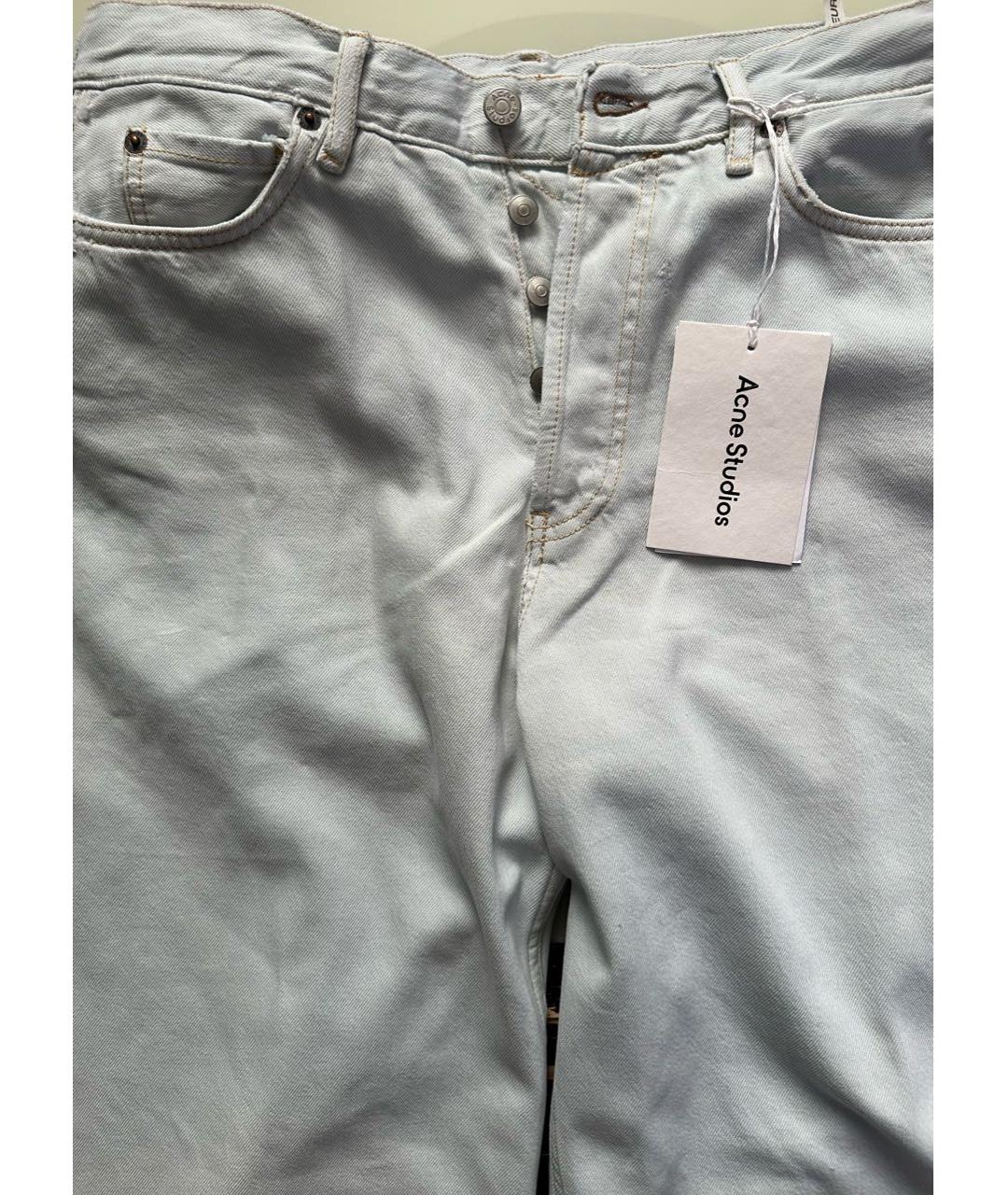 ACNE STUDIOS Голубые хлопковые прямые джинсы, фото 3