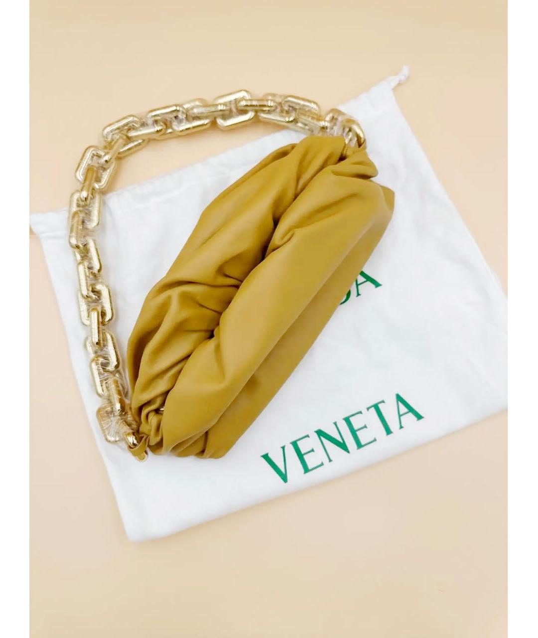 BOTTEGA VENETA Горчичная кожаная сумка с короткими ручками, фото 3