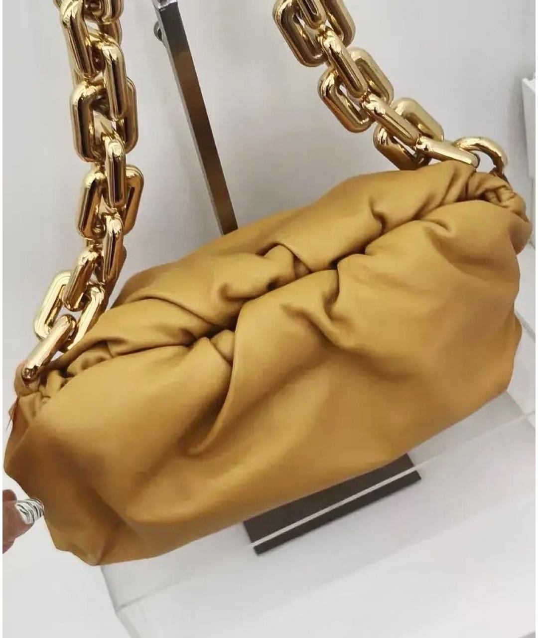 BOTTEGA VENETA Горчичная кожаная сумка с короткими ручками, фото 8