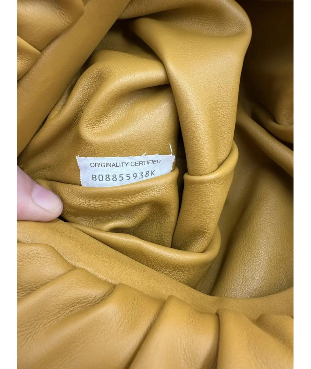 BOTTEGA VENETA Горчичная кожаная сумка с короткими ручками, фото 7