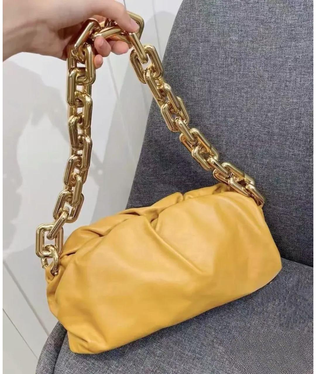 BOTTEGA VENETA Горчичная кожаная сумка с короткими ручками, фото 2