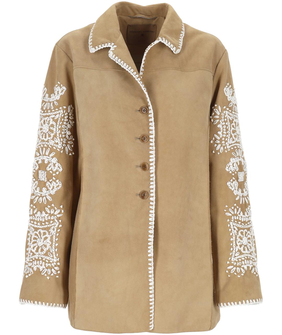ERMANNO SCERVINO Бежевая замшевая куртка, фото 1