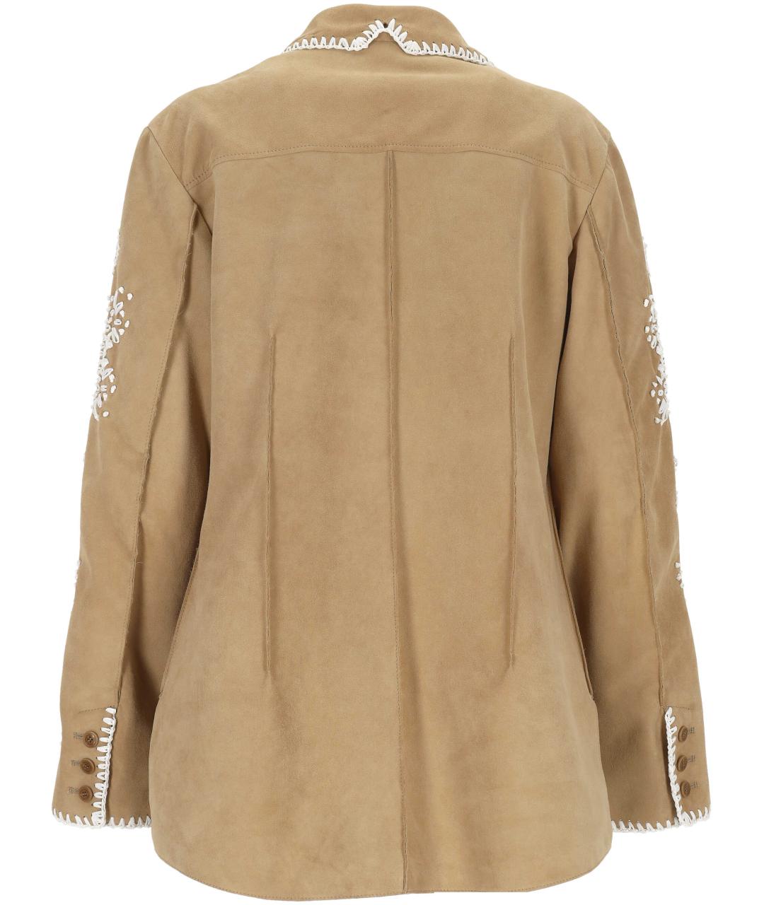 ERMANNO SCERVINO Бежевая замшевая куртка, фото 3