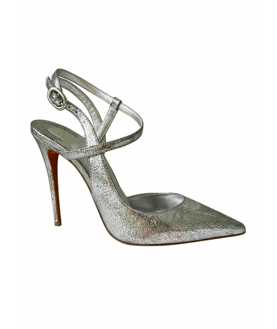 CHRISTIAN LOUBOUTIN Серебряные кожаные туфли, фото 1