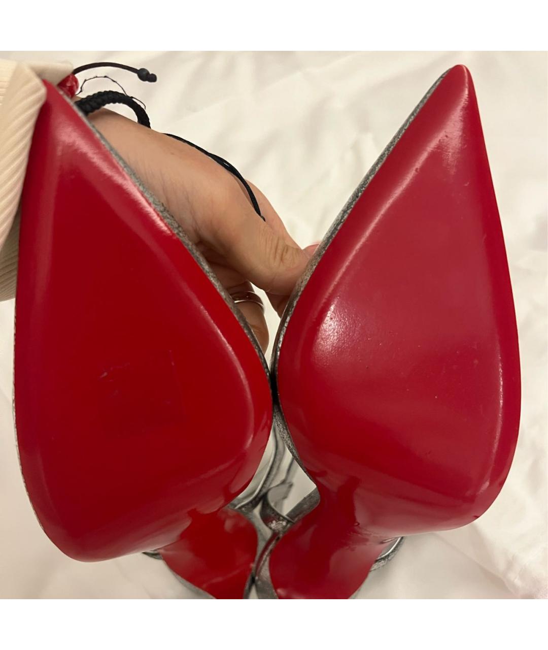 CHRISTIAN LOUBOUTIN Серебряные кожаные туфли, фото 6