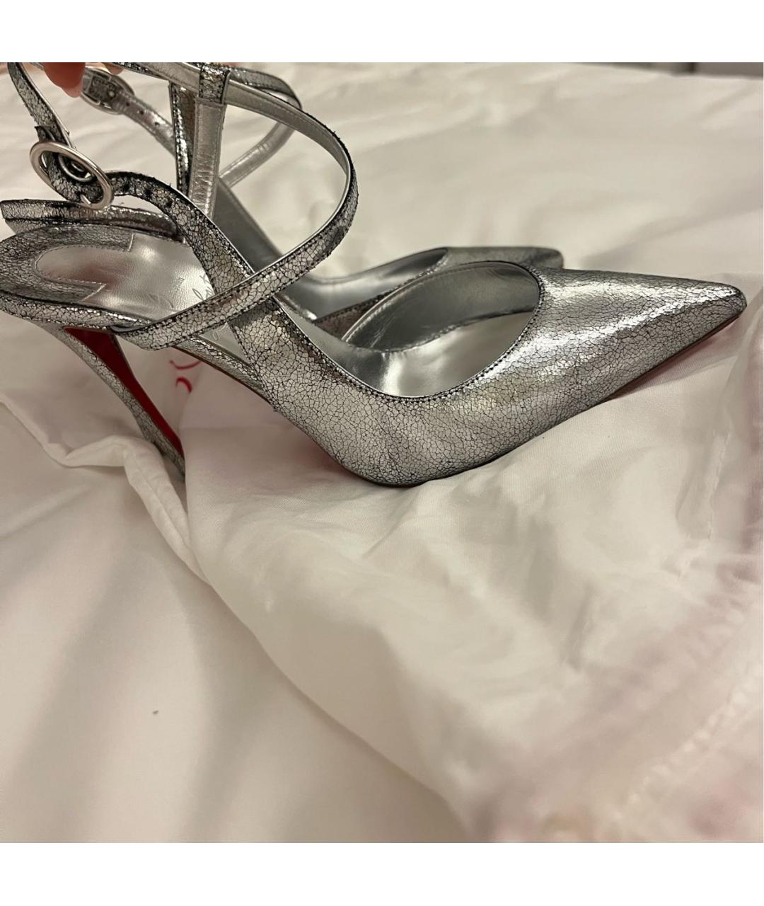 CHRISTIAN LOUBOUTIN Серебряные кожаные туфли, фото 7