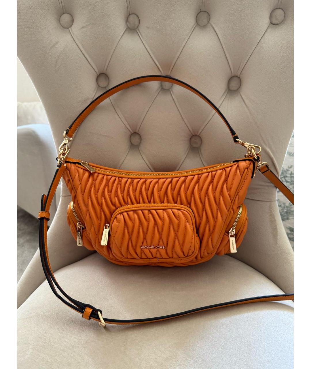 MICHAEL KORS Оранжевая кожаная сумка через плечо, фото 5