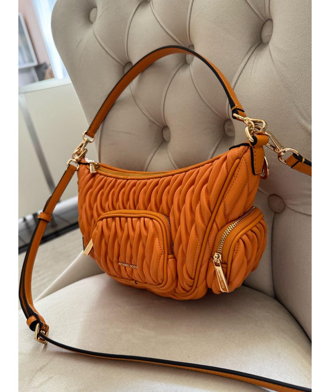 MICHAEL KORS Оранжевая кожаная сумка через плечо, фото 2