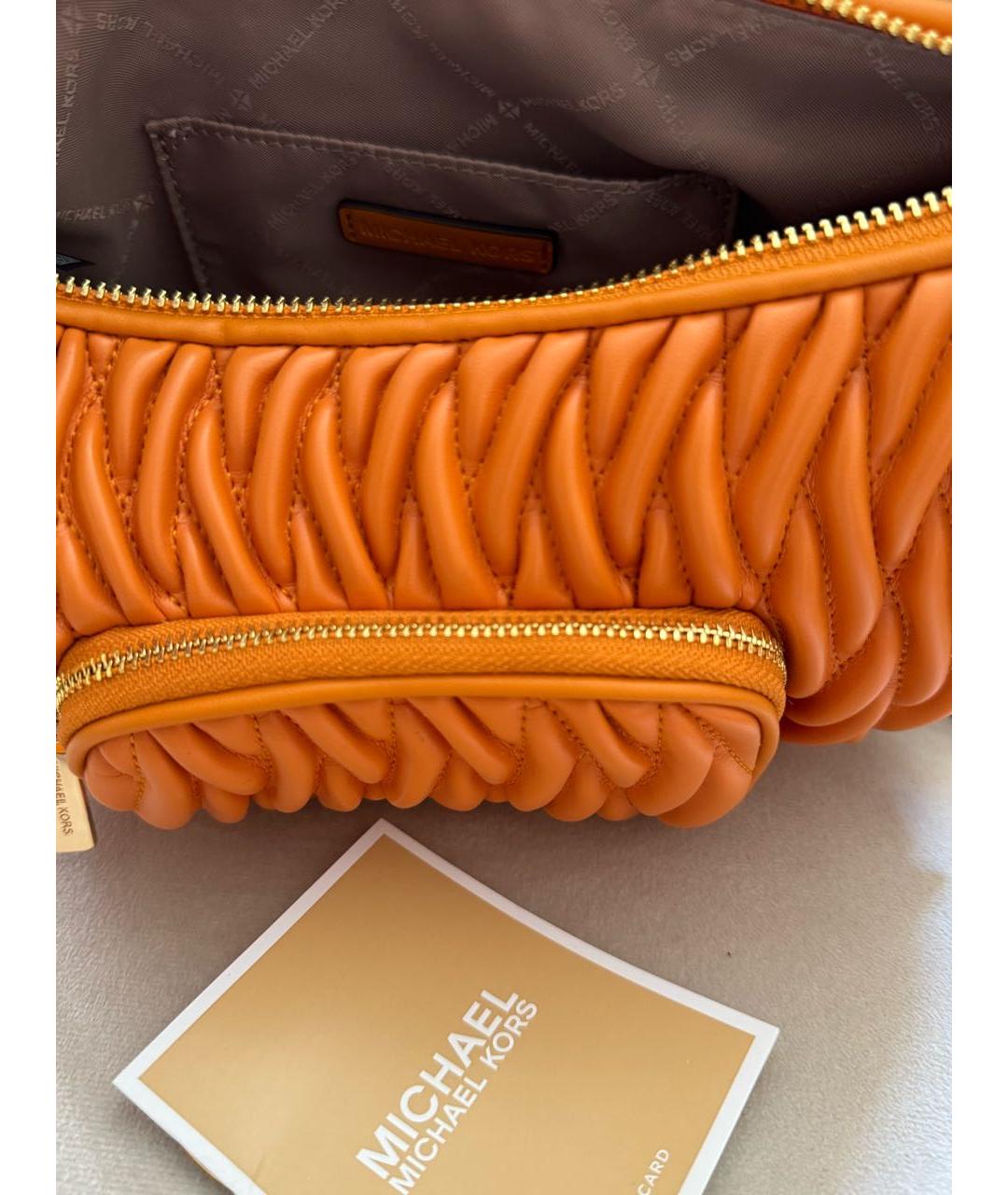 MICHAEL KORS Оранжевая кожаная сумка через плечо, фото 4