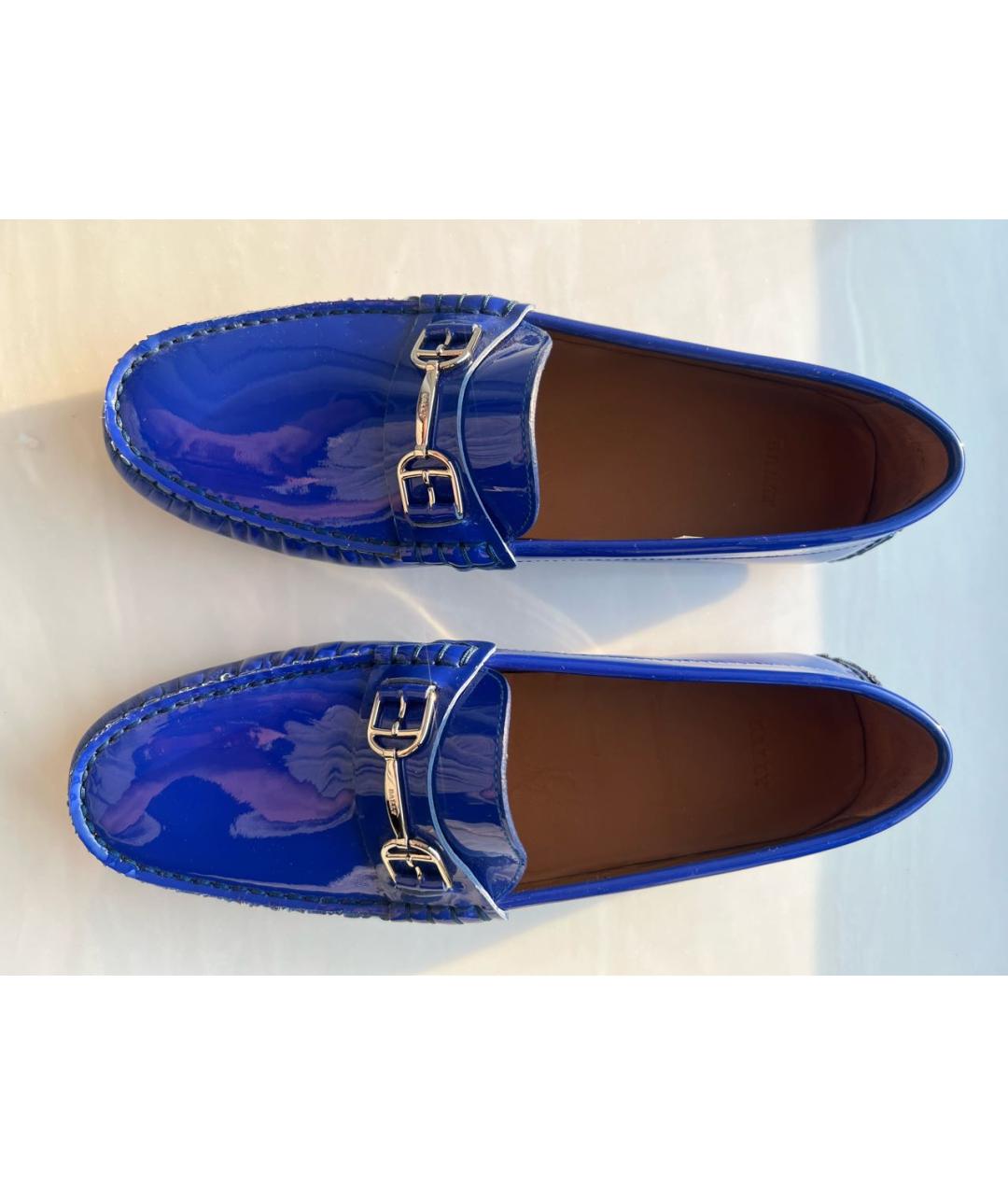 BALLY Синие мокасины из лакированной кожи, фото 2