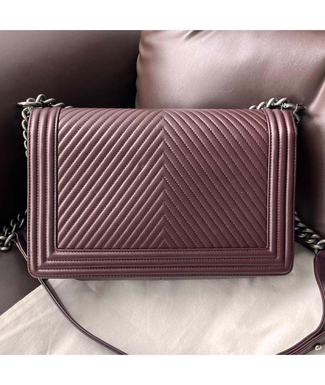 CHANEL Бордовая кожаная сумка через плечо, фото 2